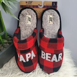 DF by Dearfoams Men's Papa Bear Plaid Slippers Size L (11-12)